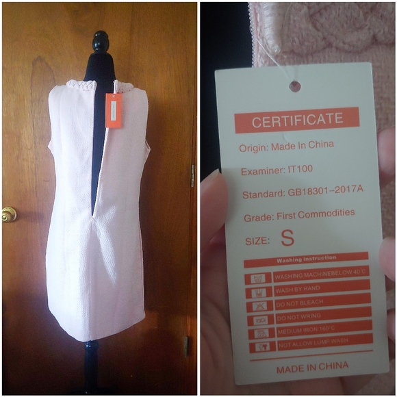 NWT Kedera Light Pink Jackie O Tweed Crew Sleeveless Shift Sheath Mini Dress S - Picture 14 of 16